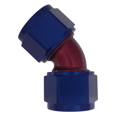 45 DEG FEMALE FLARE -6AN      BLUE SWIVEL UNION