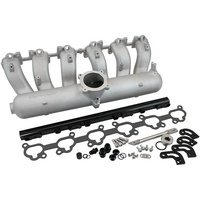Aeroflow Ford Falcon FG Barra Intake Manifold - Natural Cast Finish -8ORB Fuel Rails to suit 14mm 3/4" Length Fuel