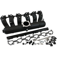 Aeroflow Ford Falcon FG Barra Intake Manifold - Black Finish -8ORB Fuel Rails to suit 14mm 3/4" Length Fuel Injectors