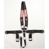 RACEQUIP 5 POINT HANS CAMLOCK HARNESS BLACK